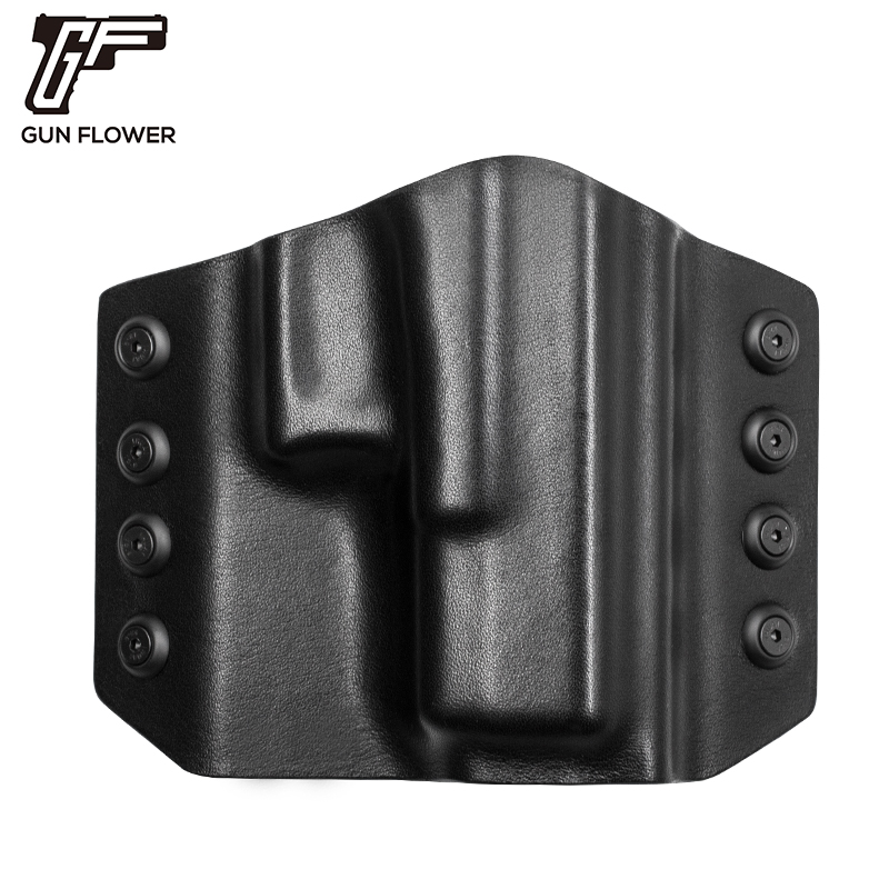 kydex OWB holster with leather outside