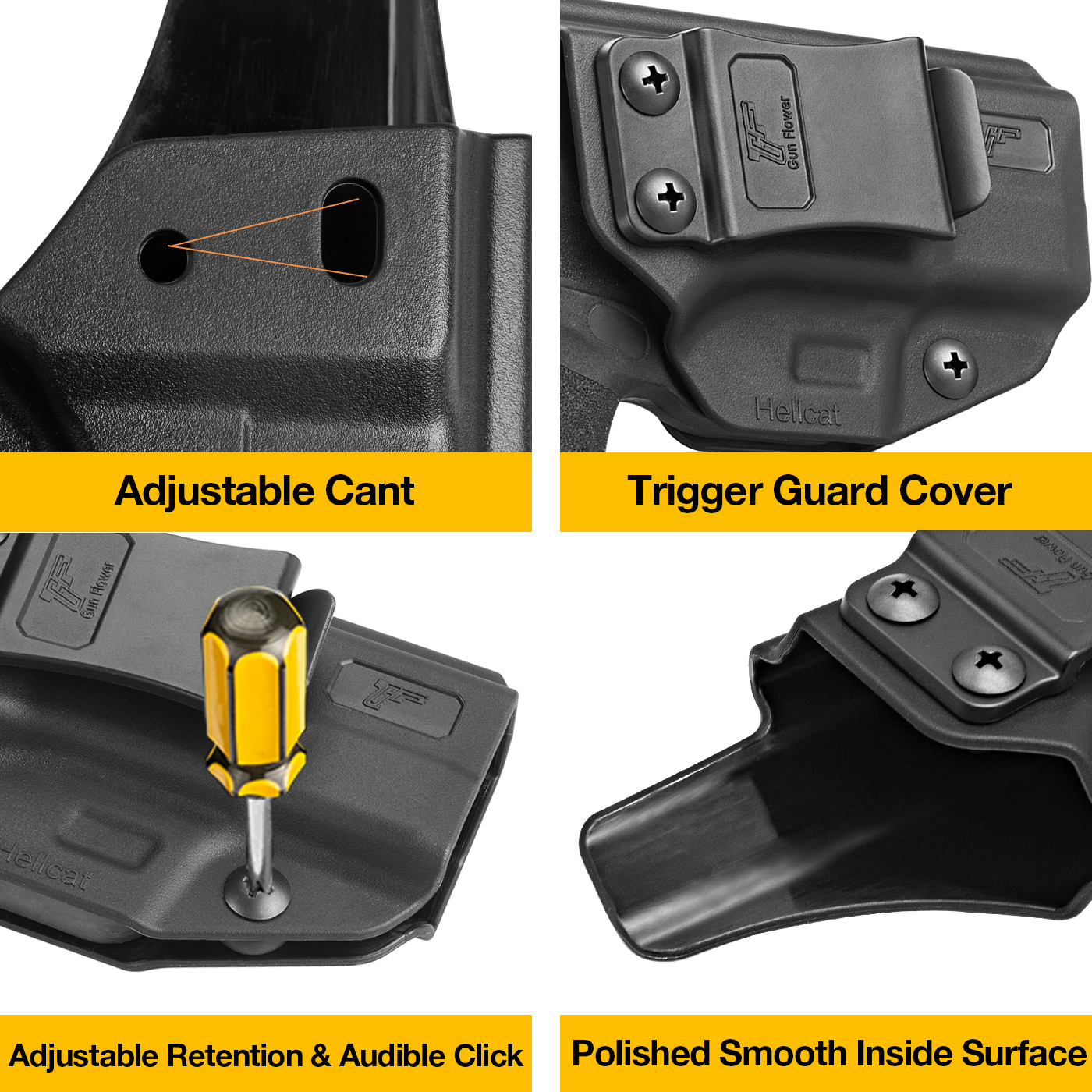 OWB Paddle Holster For Springfield Hellcat – Right Hand, Polymer, Level 2 Retention (Fits 9mm & .40 S&W)