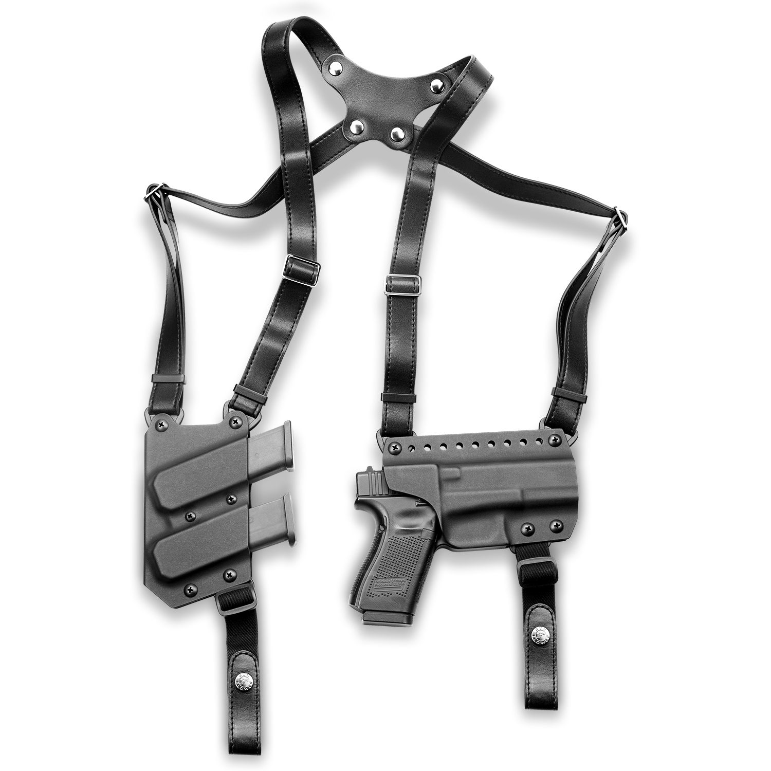 Leather+Kydex Shoulder Holster fit for Glock 17/19 + Double Mag
