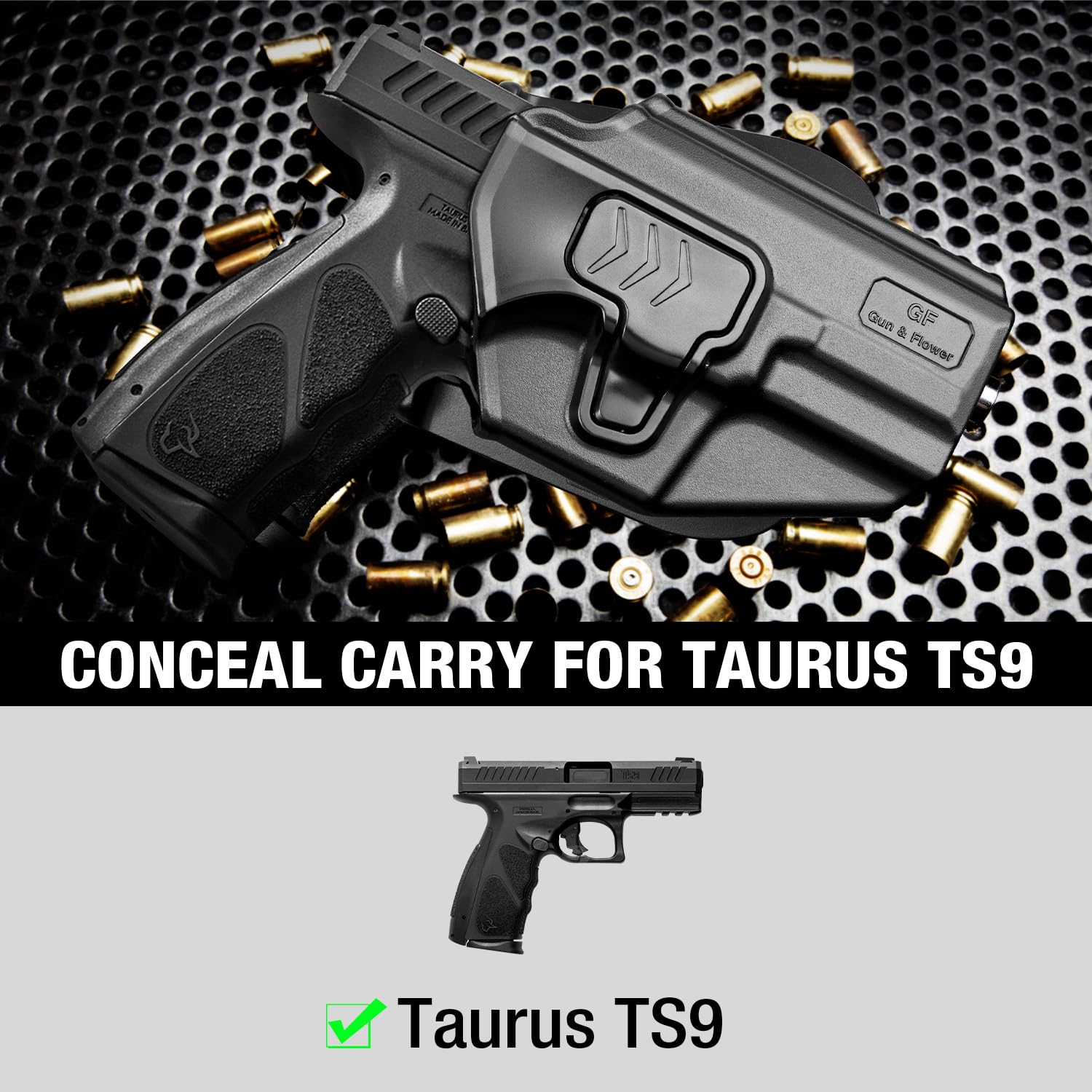 Taurus TS9 OWB Holster - Level II Retention, Right Hand Draw - Fits TS9 Pistol
