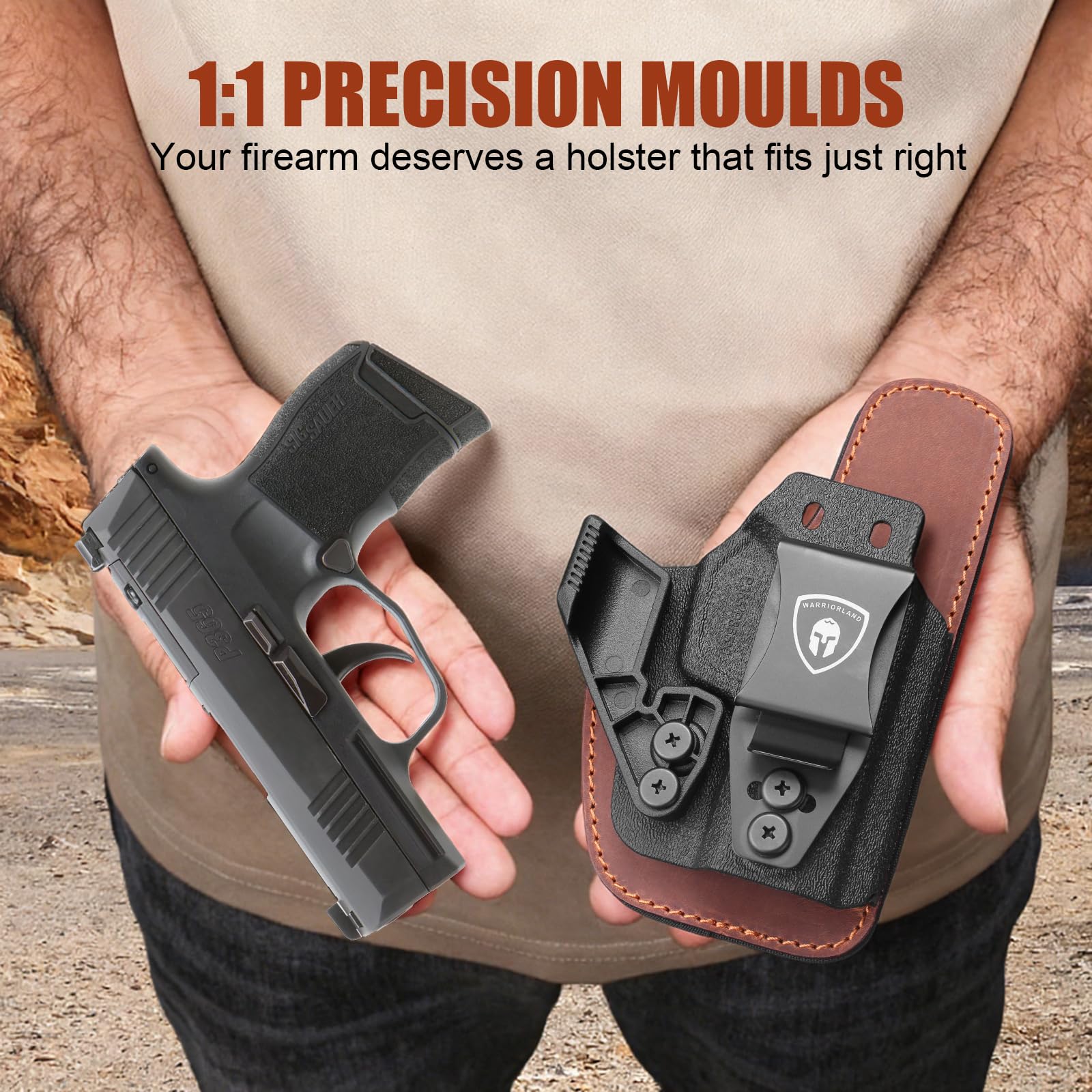 WARRIORLAND IWB Kydex Leather Holster With Optics Cut – Fits Sig Sauer P365/P365X/P365XL/P365 SAS – Right Hand, Black